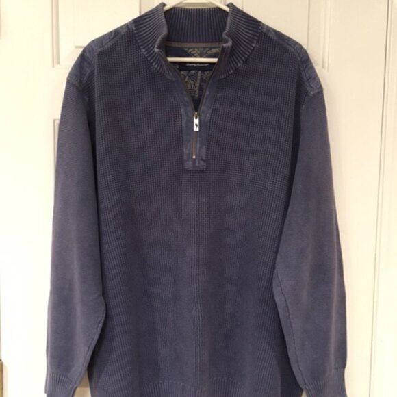 Tommy Bahama 3XB Blue Cotton Long Sleeve Half-Zip Sweater - Picture 6 of 9